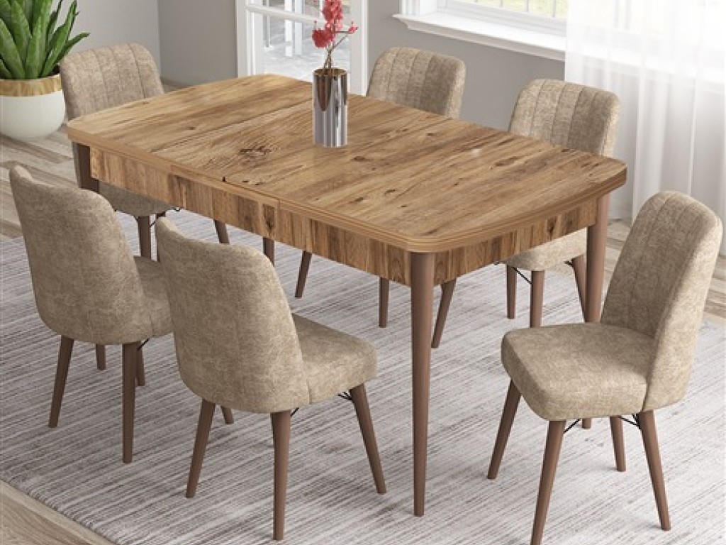 Τραπεζαρία Marlo Επεκτεινόμενο με 6 Καρέκλες