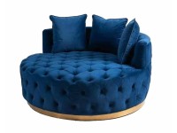 Στρογγυλός Καναπές - Πολυθρόνα Rosalia σε μπλέ χρώμα
